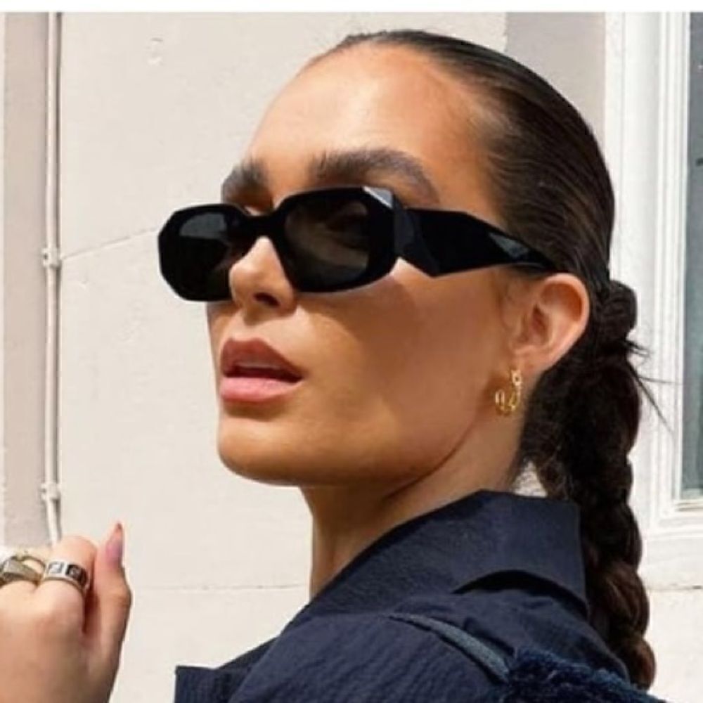 Trendy rectangle triangle Sunglasses caramel - Picture 6 of 7